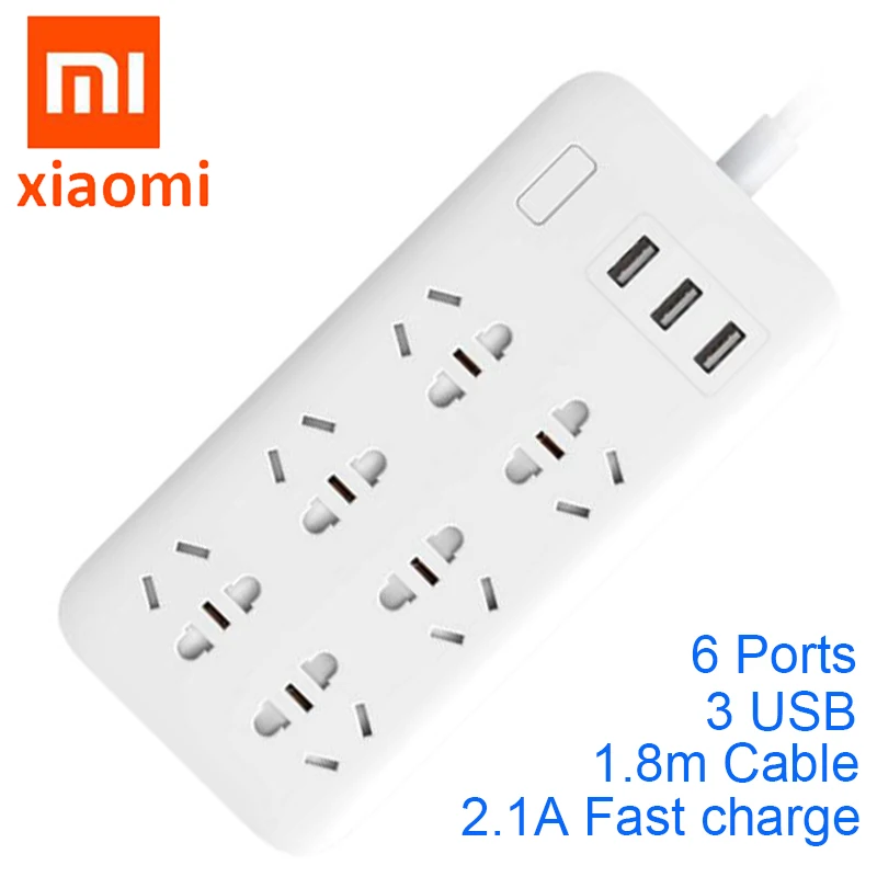 Оригинальный удлинитель питания Xiaomi Mi умный с защитой от перегрузки 2 А 1 8 м