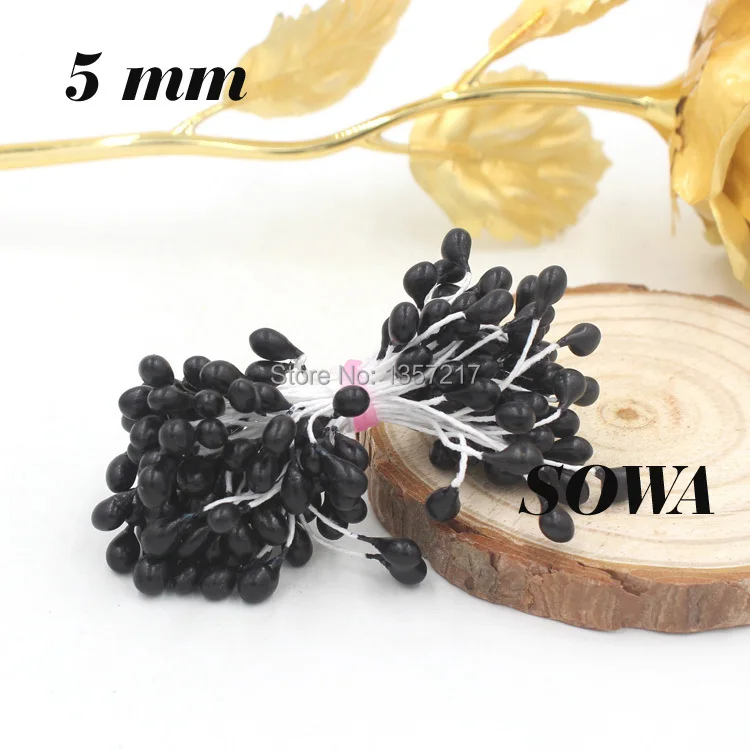 Бесплатная доставка 450 шт./лот размер 5 мм черные двухцветные тычинки жемчужного