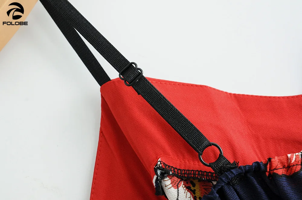 

FOLOBE Long Spaghetti Straps Flower Print Dresses Women Summer Casual Beach Dress