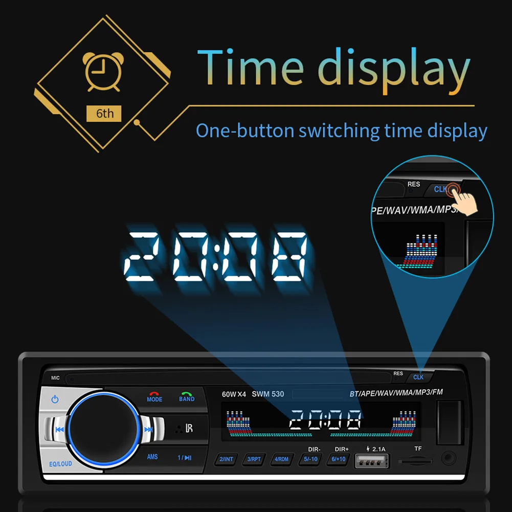 Автомобильный MP3 радио ЖК-экран Bluetooth Handsfree MP3 плеер TF карта U пластина AUX Карта двойная usb Зарядка Поддержка Android IOS