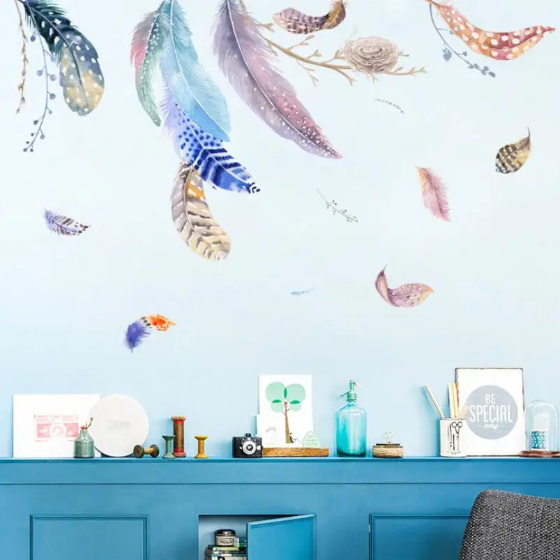 2 шт фоновые настенные украшения картины в европейском стиле плавающие перья