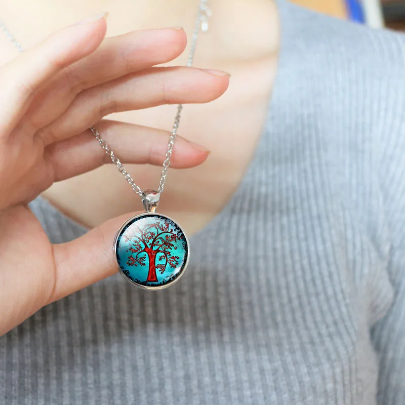 Ожерелье Древо жизни подвесной стеклянный купол ювелирные изделия лесные леса