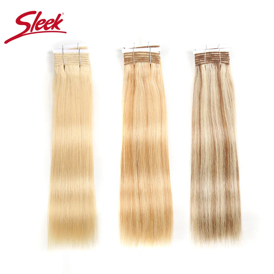 Sleek предварительно цветной двойной нарисованный бразильские прямые волосы Remy человеческие волосы 113 г эффектом деграде(переход от темного к блондинка Цвет 613 P6/613 P27/613