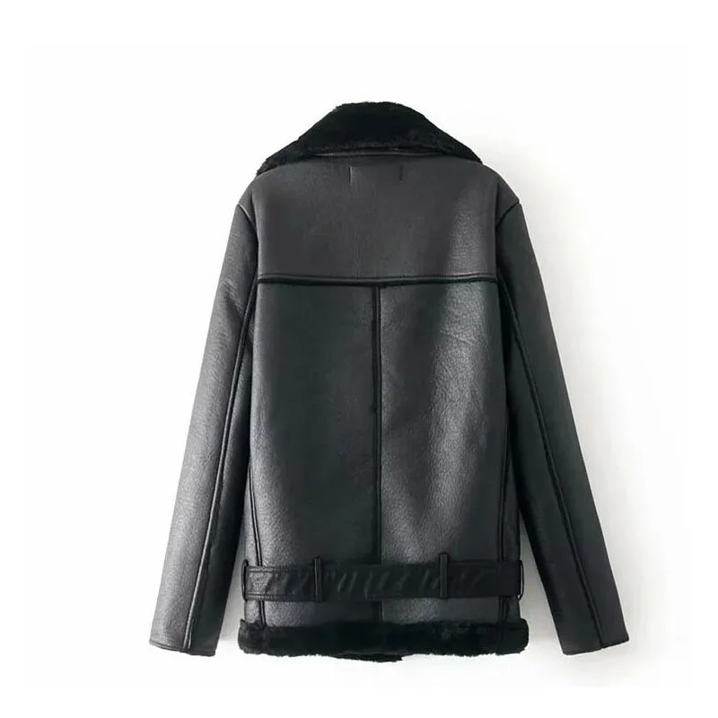 Осенне зимняя кожаная куртка женская из искусственного меха тонкая короткая