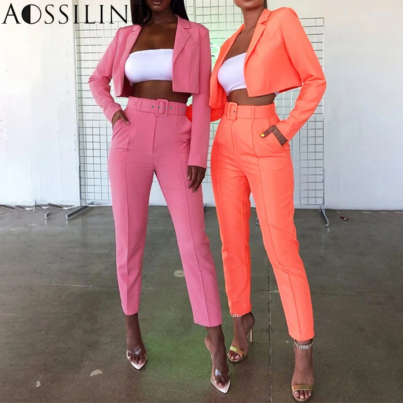 Осенний комплект из двух предметов AOSSILIND женские костюмы блейзер с длинным