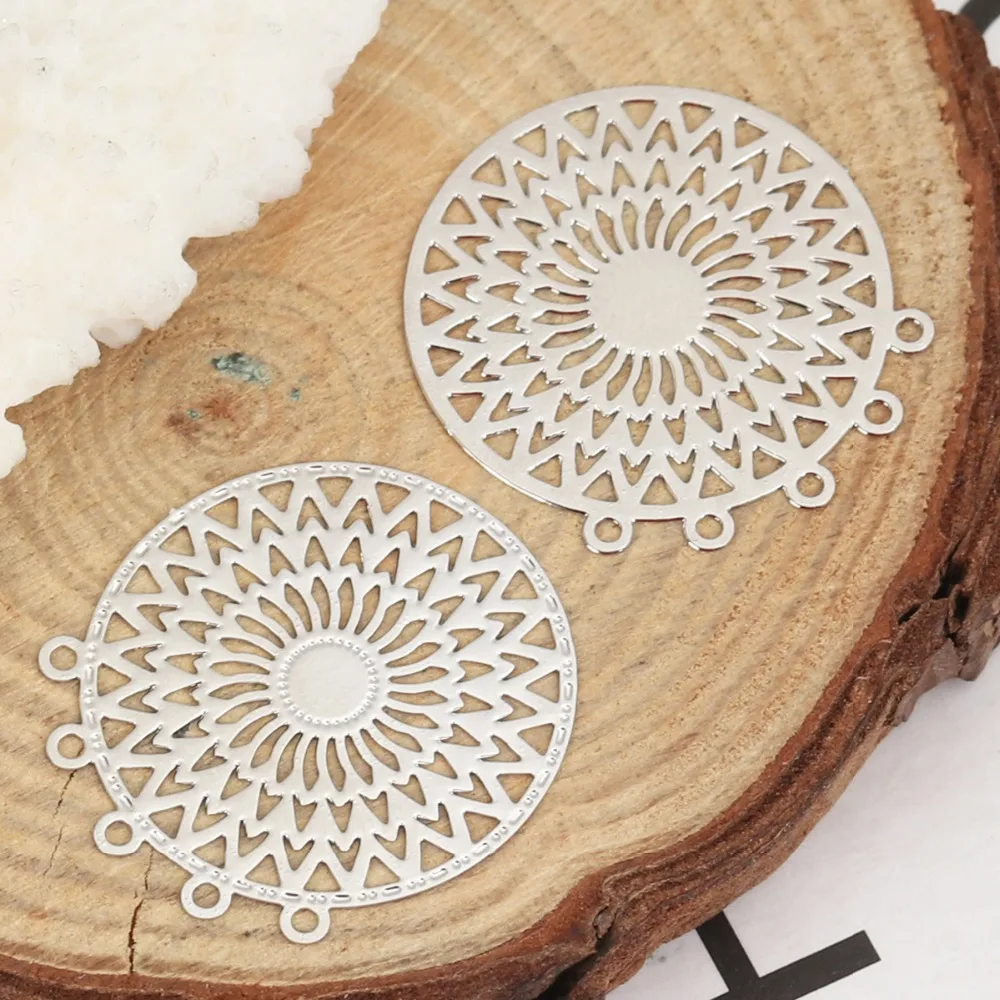 DoreenBeads10 шт. Модные металлические сплавы Филигранное тиснение разъемы круглые