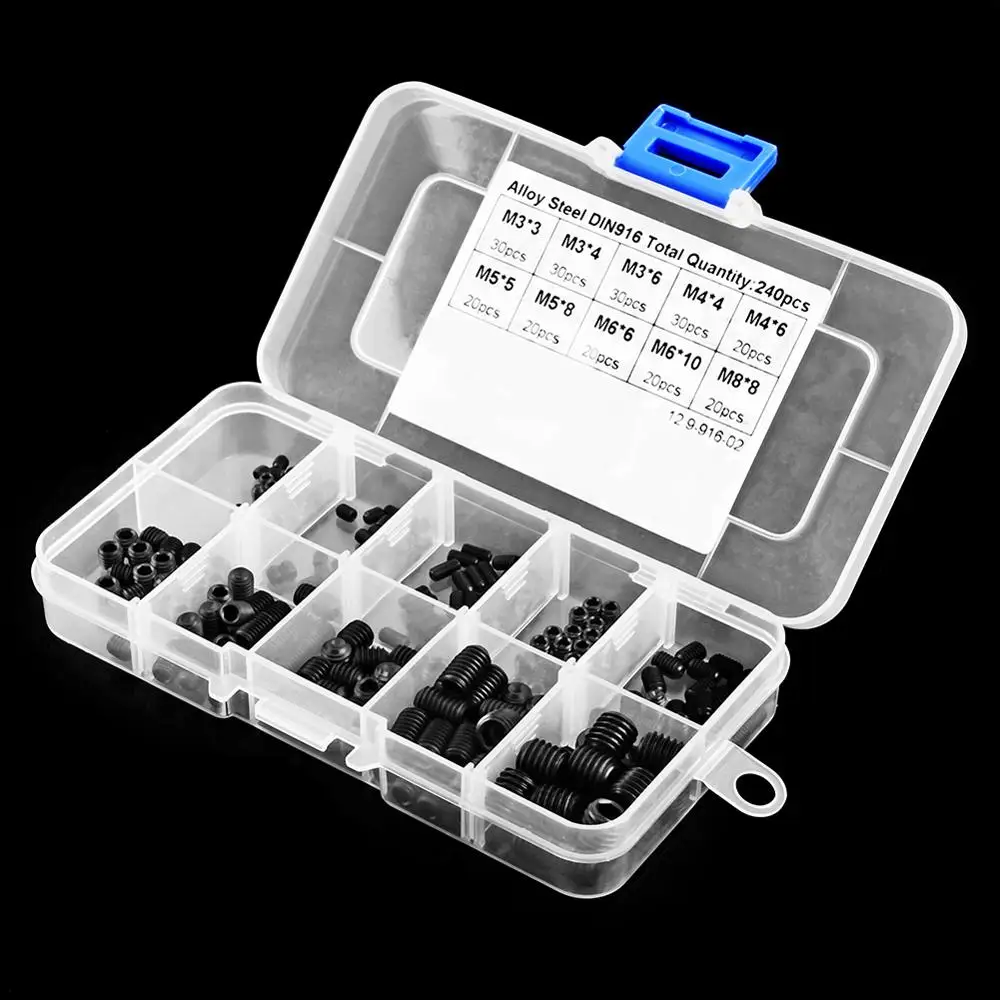 240 шт./компл. винтовая гайка с шестигранной головкой набор болтов и гаек DIN916 M3