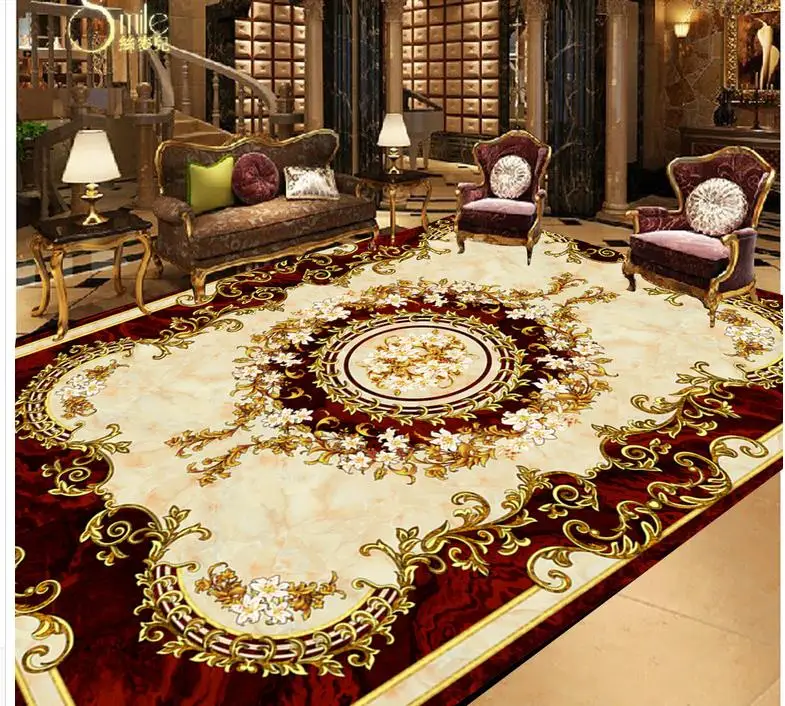 Европейский стиль ковровое покрытие для пола из ПВХ обои ванной комнаты дома