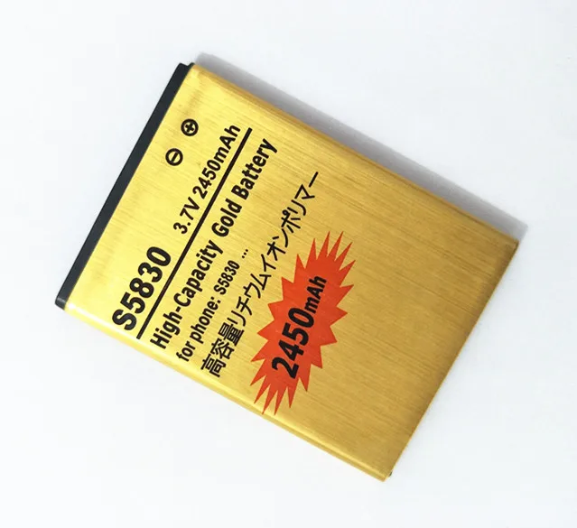 AZK New Gold 2450mAh EB494358VU аккумулятор для Samsung Galaxy GT S5830 S5830i/GT S5830T/GT S5830T/S Mini/Cooper/GT S5660
