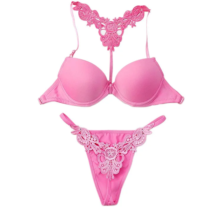 Комплект женского кружевного нижнего белья с застежкой спереди|bra set|wholesale bra setswomen