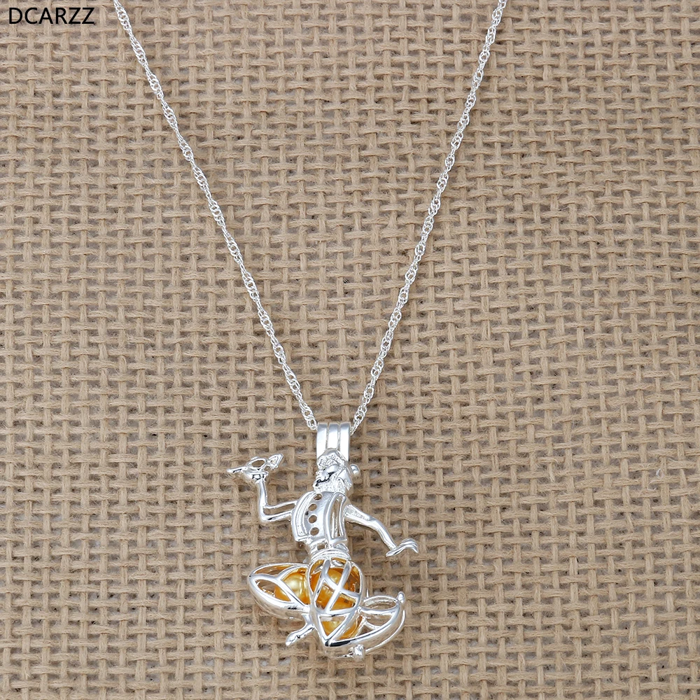 Ожерелье Aladdin в виде жемчужной клетки серебряный цвет лампа медальон подвеска