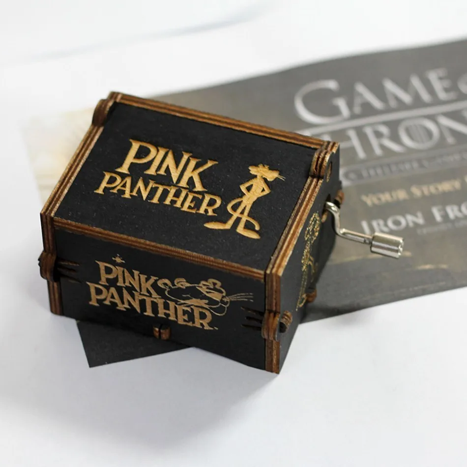 pink panther Старинный резной ручной кран Chihiro черная музыкальная шкатулка Игра престолов Красавица и Чудовище счастливый Рождественский подарок, подарок на день рождения - Цвет: pink panther