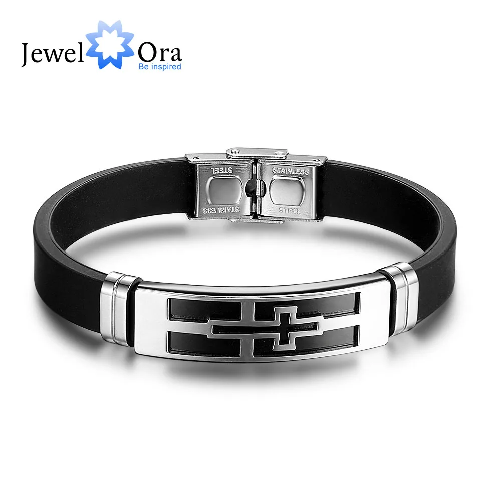 Мужской браслет из искусственной кожи 200 мм крест нержавеющая сталь модные