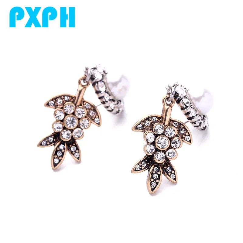 Ретро Роскошные Имитация жемчуг Хрустальный цветок Длинные Висячие серьги для