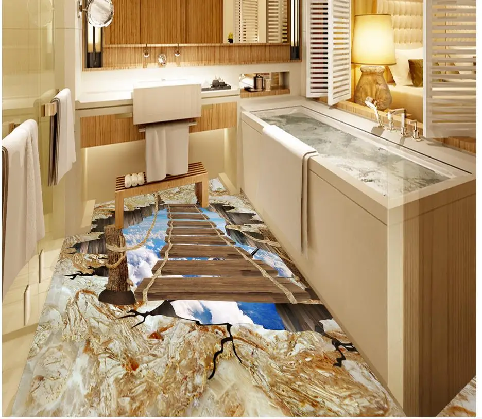 Настенные обои 3D стереоскопический наружный деревянный пол ПВХ