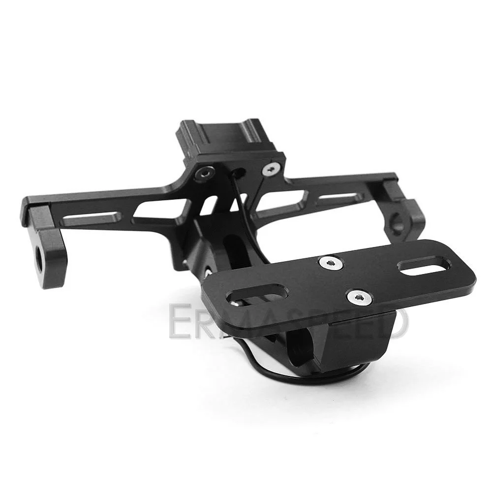 Черный держатель номерного знака для мотоцикла с LED-освещением из алюминия CNC для аксессуаров Moto Dirt Bike Motorbike.