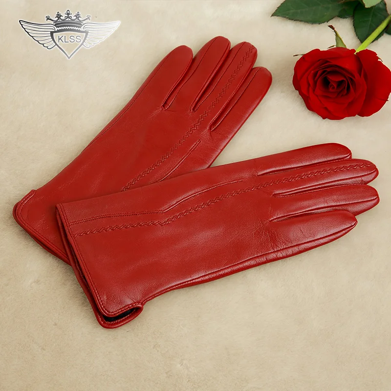 Брендовые женские перчатки KLSS из натуральной кожи высококачественные козьей