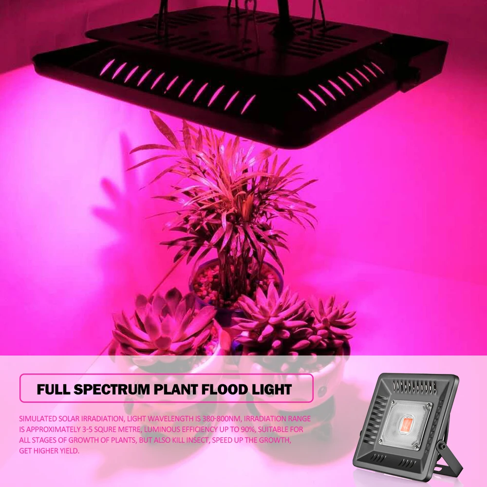 50 Вт LED COB ультра тонкий растительный свет полный спектр 300 830nm Водонепроницаемый