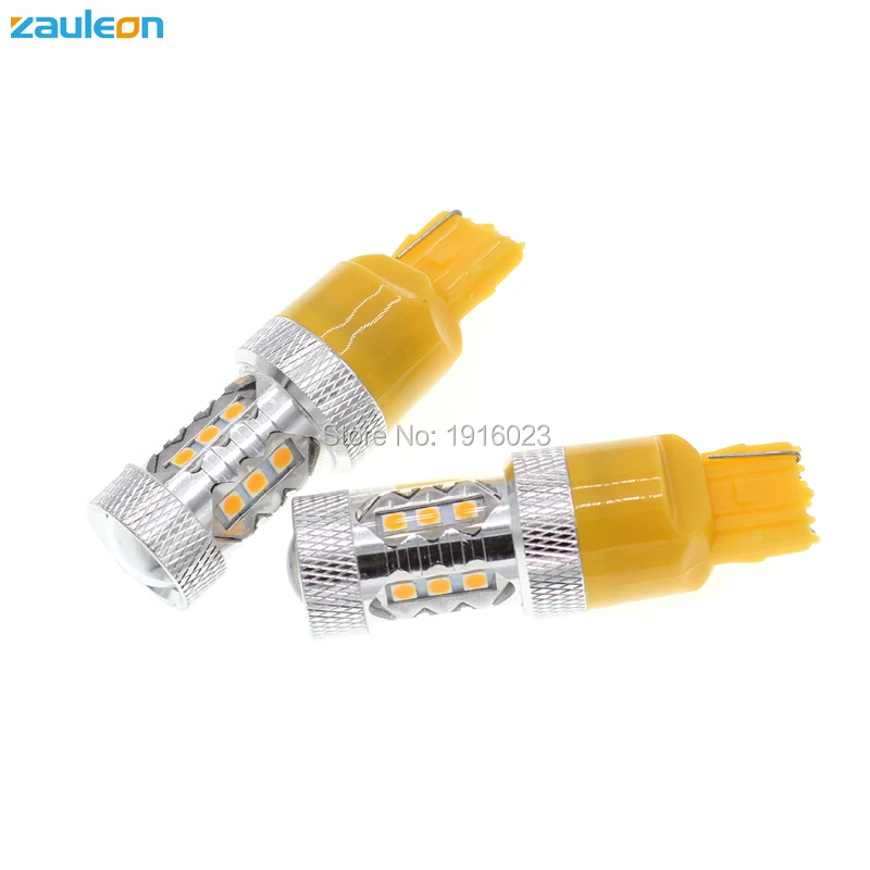 Zauleon 2 шт. светодиодная автомобильная лампа T20 7440 WY21W 80 Вт Янтарная высокомощная