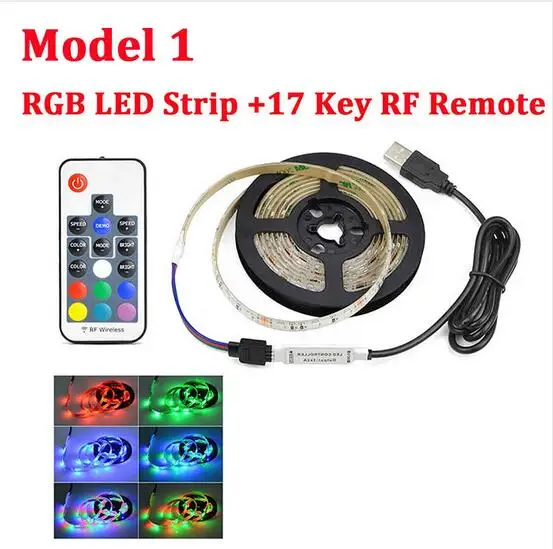 USB Светодиодная лента PC 5 В SMD 2835 RGB в без водонепроницаемого света 50 см 1 м 2 лампа