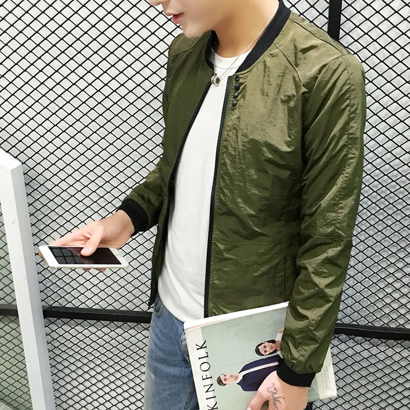 

2016 New Spring and autumn Men's Jackets Solid Fashion Coats Male Casual Slim Stand Collar Jacket Men Outerdoor Overcoat