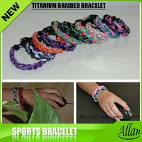 2017 custom cheap tornado germanium titanium 3 ropes braided titanium bracelet 18 22cm
