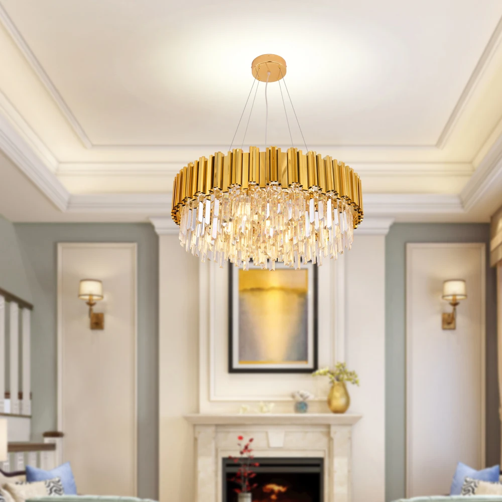 Хрустальная люстра золотого цвета 220 В винтажная Люстра для гостиной современные