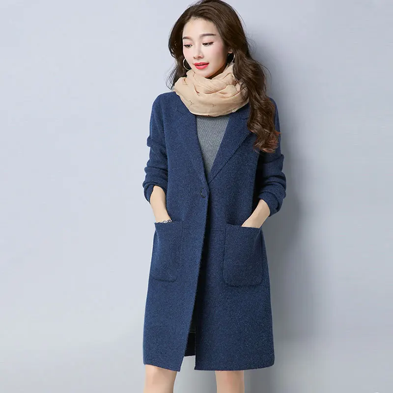 Autumn Knitting Female Cardigan Solid color Medium Long Fashion Coat shawl Winter Button Red wine Sweater Women Outside SS138 |