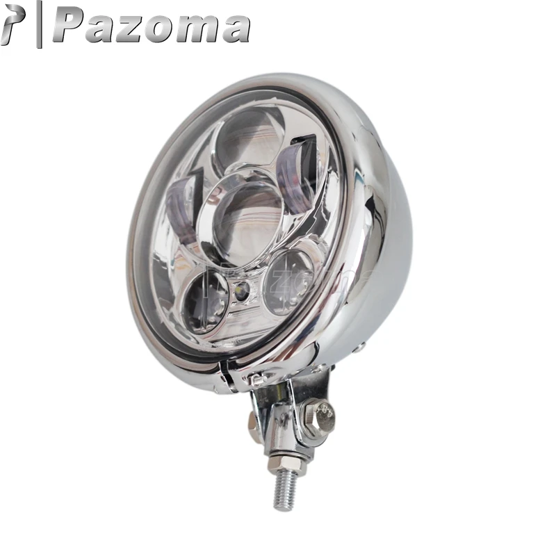 Pazoma хром 5,7" 5 3/4 светодиодный головной фонарь фара проектор DRL для Harley Bobber Chopper Кафе Racer