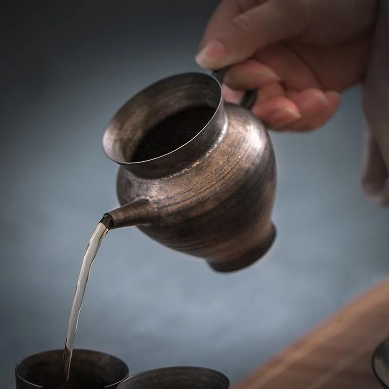 200ml Creative Handle Fair Cup Vintage Coarse Pottery Tea Mug Handmade Ceramic Kung Fu Set Chahai Retro Home Decor Crafts | Дом и сад