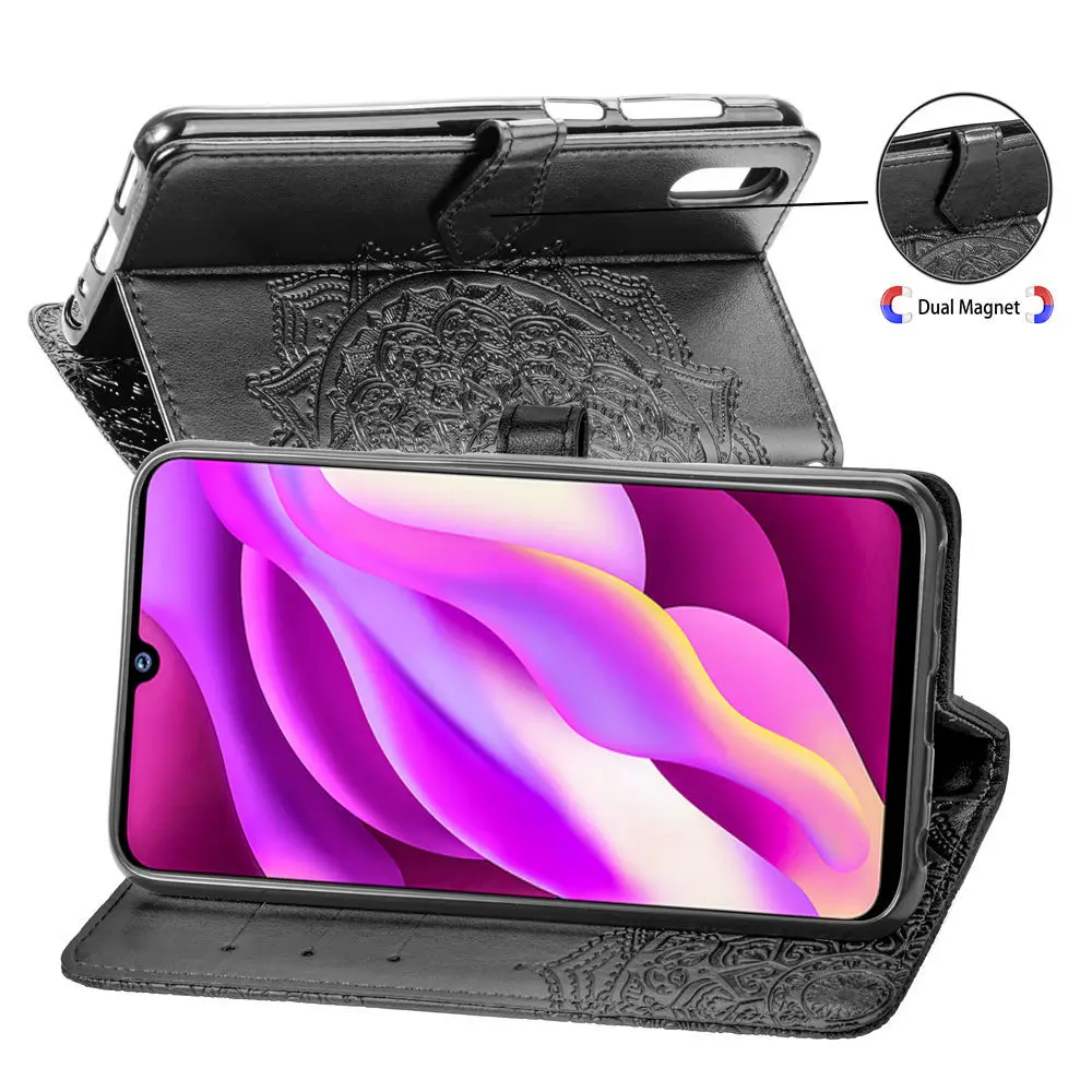 ДЛЯ Vivo Y97 Y83 Y81 Y93 V9 Y85 ультра тонкий кожаный чехол с тиснением флип кейс кронштейн
