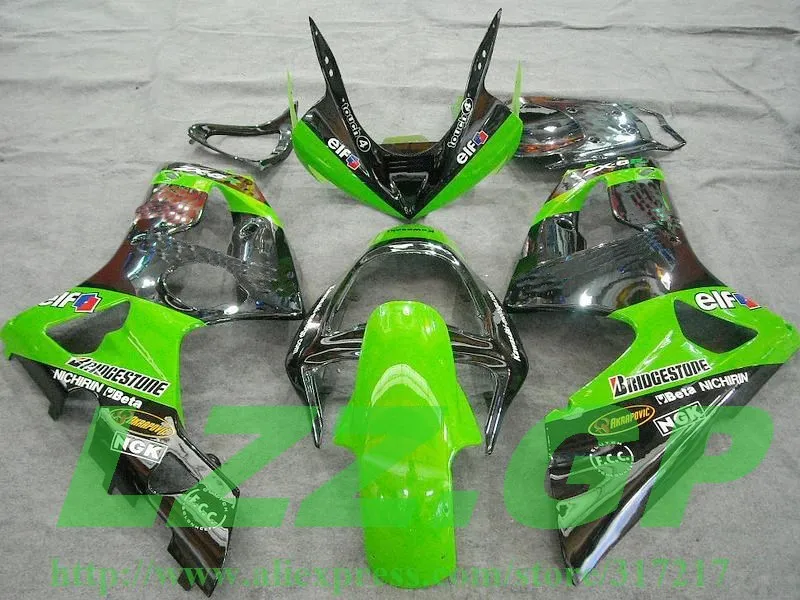 Зеленый черный обтекатель комплект для KAWASAKI NINJA ZX 6R 636 03 04 ZX-6R 03-04 ZX6R 2003 2004