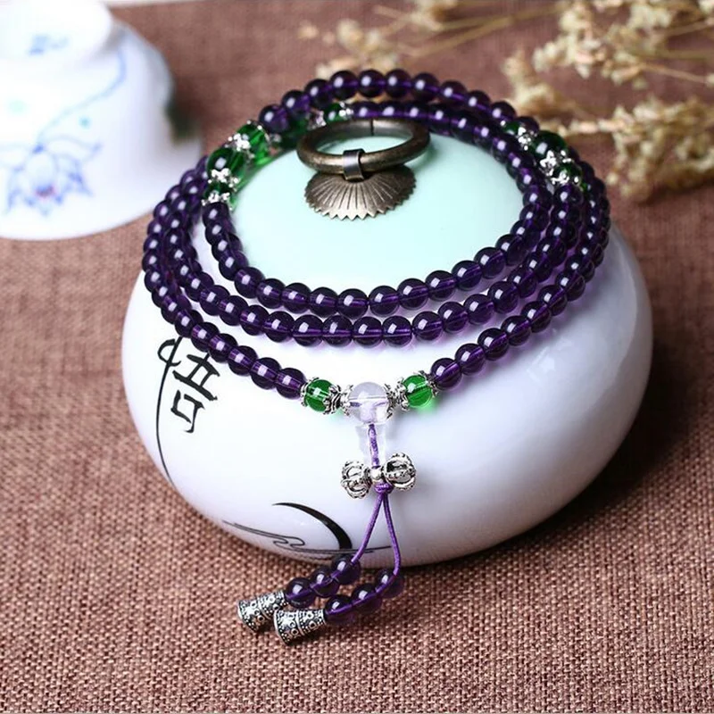 Женский модный браслет из 108 бусин натурального хрусталя бразильские