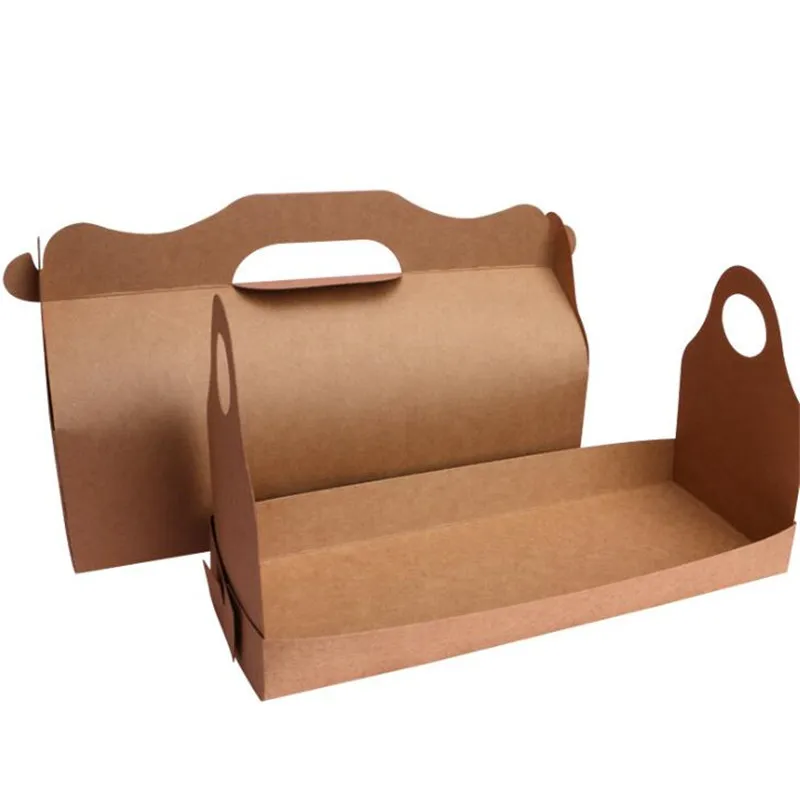 10 шт./лот коробка для торта из крафт бумаги коричневые коробки с ручкой свадебные