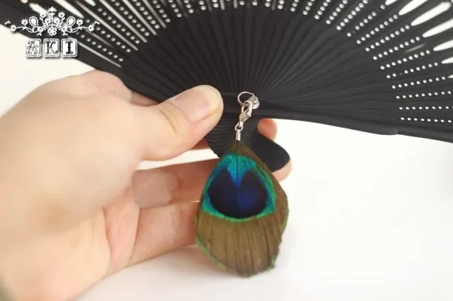 Japan Silk Folding Fan Peacock Pocket DIY Handcraft Wedding Party Favors Exotic Feather Dance | Дом и сад