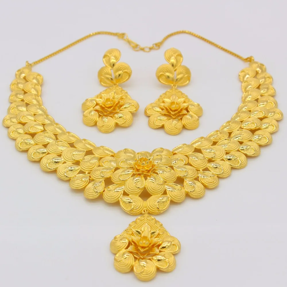 Комплект из колье и серёг Adixyn золотистого цвета свадебный аксессуар для женщин