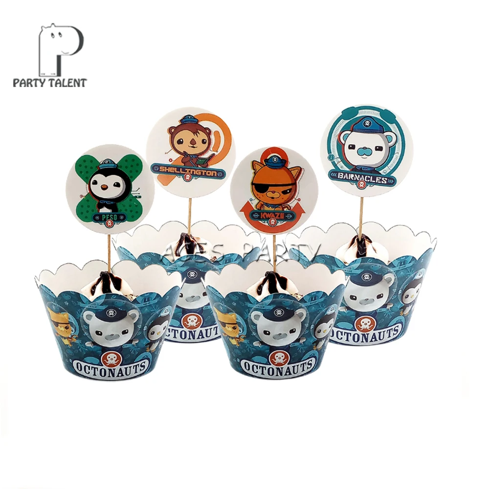 Аксессуары для торта 120 шт./лот тема Octonauts 60 шт. обертки + топперы детей украшение