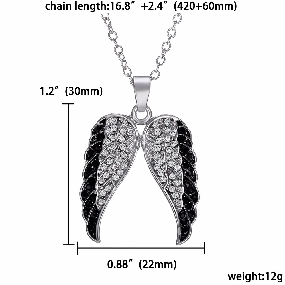 

Creative Fashion pendant stainless steel chain Crystal Angel Wings necklace For Women Summer Jewelry Gift