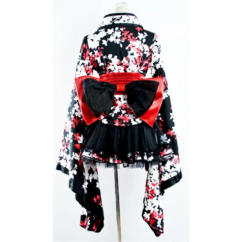 Японское кимоно для косплея в стиле Харадзюку рубашка с поясом и принтом сакуры