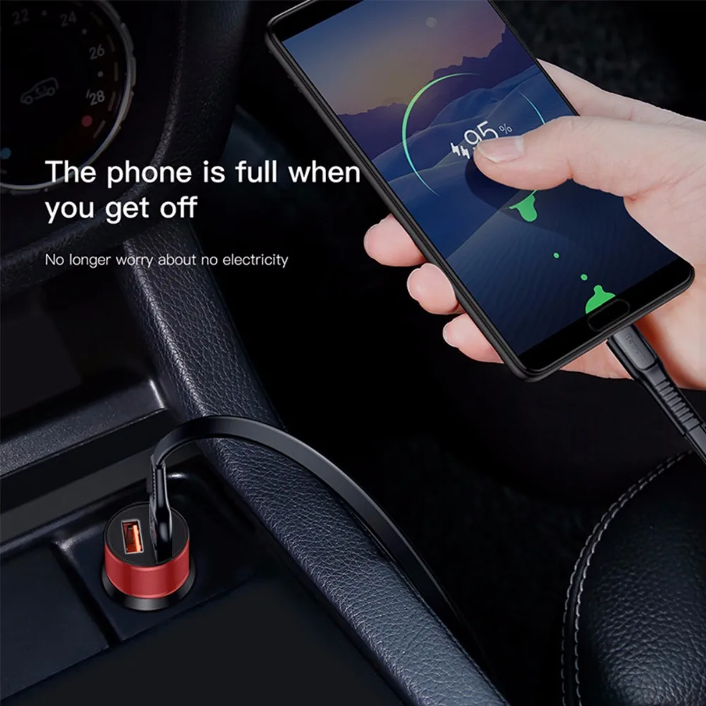 OONHUA 2 USB порта портативное металлическое автомобильное зарядное устройство QC3.0