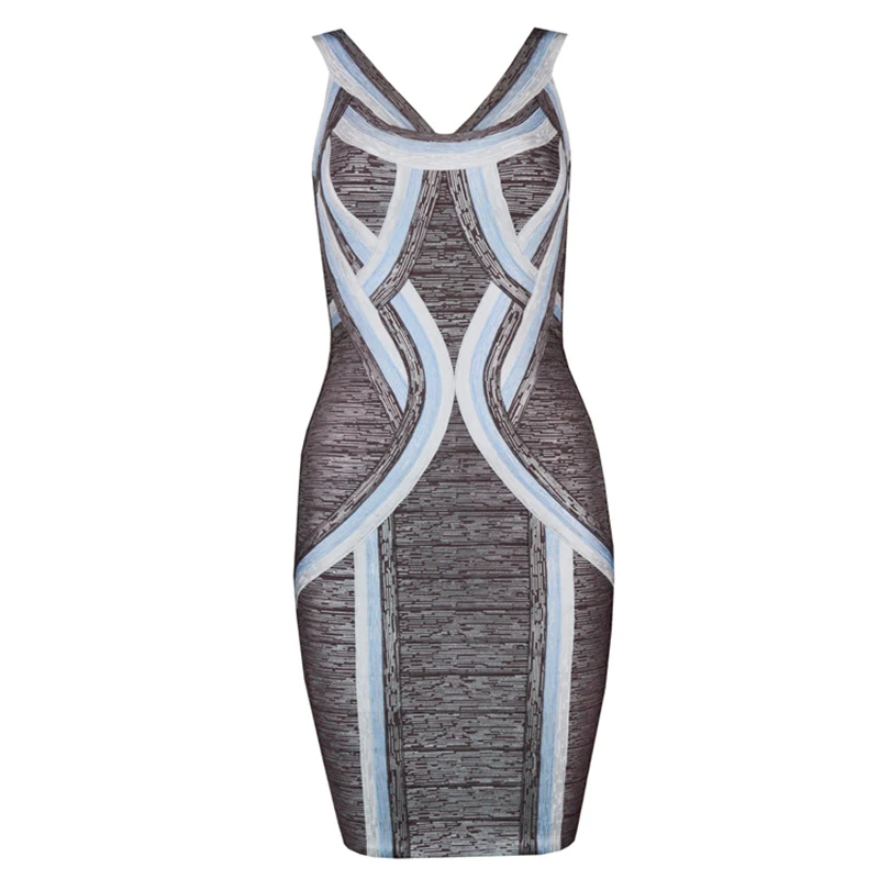 Женское Бандажное платье с принтом соблазнительное мини глубоким V образным