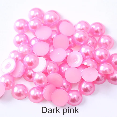 dark pink 2 мм-12 мм Цветные Плоские с оборота жемчужные бусины ABS пластиковые полукруглые Жемчужины для украшения ногтей F0092 - Цвет: dark pink