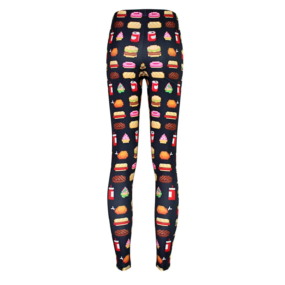

Digital PrintingElastic Casual Pants Black American fast food Pattern Women Leggings 7 sizes Fitness Clothing Free Shipping