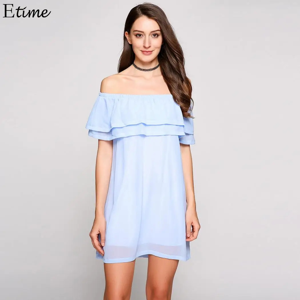 С открытыми плечами мини короткий рукав гофрированное 2018 Летнее Платье vestidos