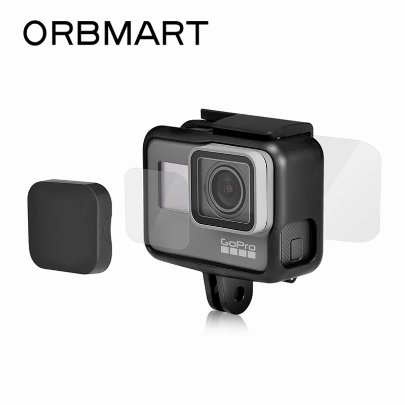 ORBMART Ultra-Clear Tempered Glass Lens Protector + Screen Hard Cap Cover For GoPro Hero 5 6 7 Black Gopro5 | Электроника