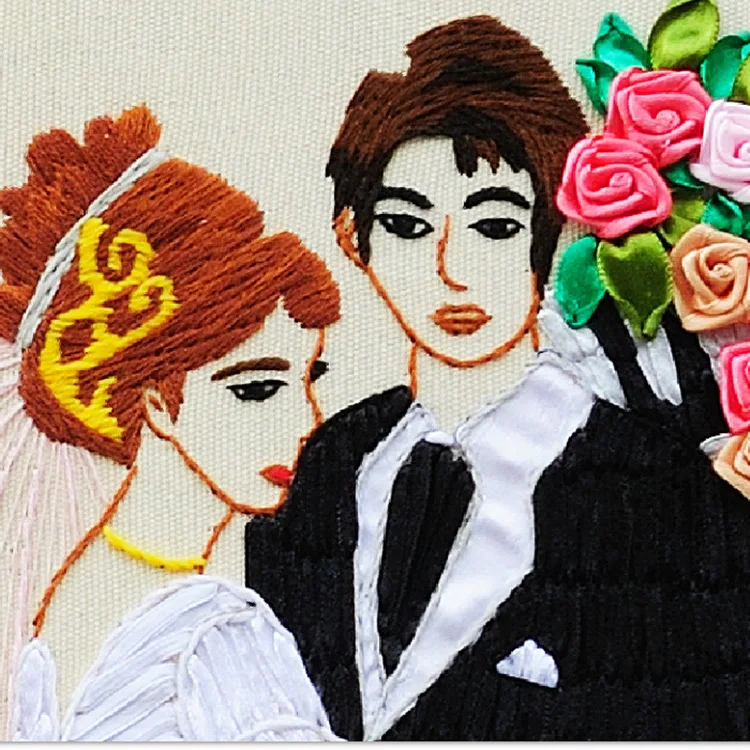 3D DIY ленты вышивка для рукоделия Наборы Forever Love крестиком Красочные цветы