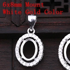 6x8mm Mount White 925 пробы Серебряный женский кулон 6x8 8x10 10x12 12x14 12x16 13x18 15x20 мм полукрепление Подвеска Установка CZ - Цвет камня: 6x8mm Mount White