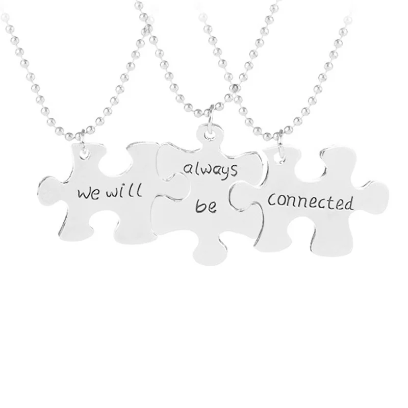 3 шт./компл. мы всегда будем соединены подвеской головоломки ожерелье или брелок