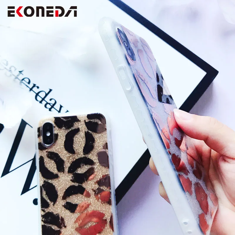 EKONEDA чехол с зеркальными губами для iPhone 7 блестками X Роскошный девочек XR XS Max 6S 8 Plus