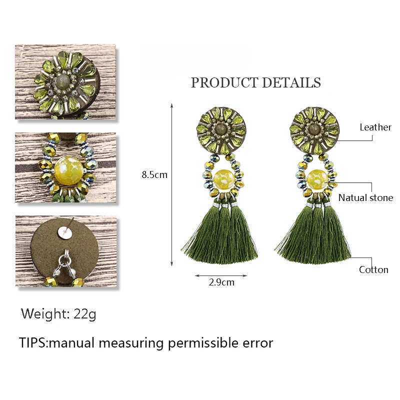 Винтажные женские серьги-кисточки STRATHSPEY из натурального камня с кристаллами